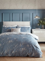 Laura Ashley Dark Seaspray Blue Pussy Willow 100% Cotton Duvet Cover and Pillowcase Set - Image 1 of 3
