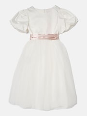 Angel & Rocket White/Pink Celine Taffeta Tulle Bow Dress - Image 2 of 4