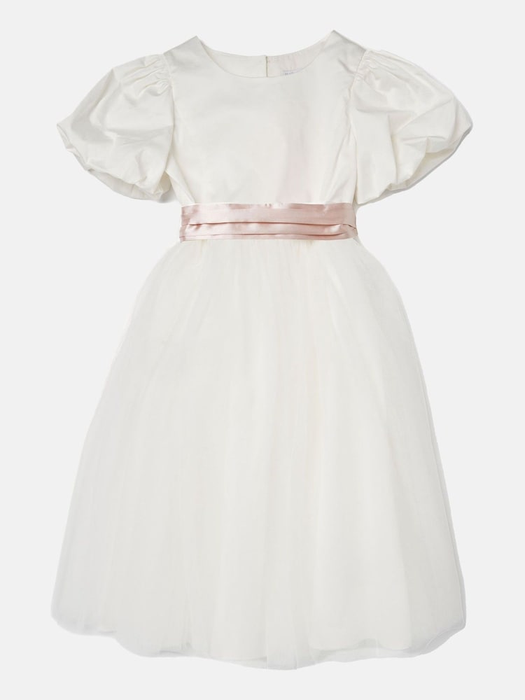 Angel & Rocket White/Pink Celine Taffeta Tulle Bow Dress - Image 2 of 4