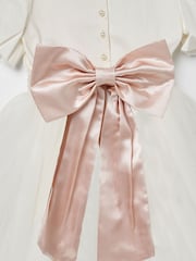 Angel & Rocket White/Pink Celine Taffeta Tulle Bow Dress - Image 4 of 4