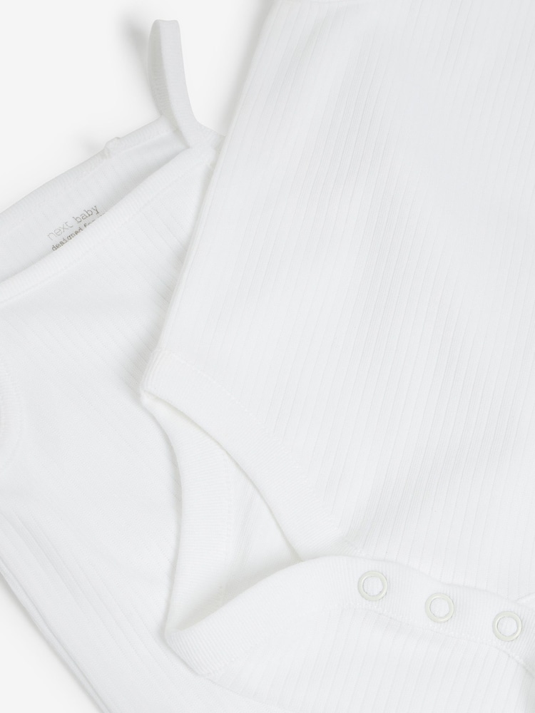 White 7 Pack Baby Strappy Bodysuits - Image 4 of 6