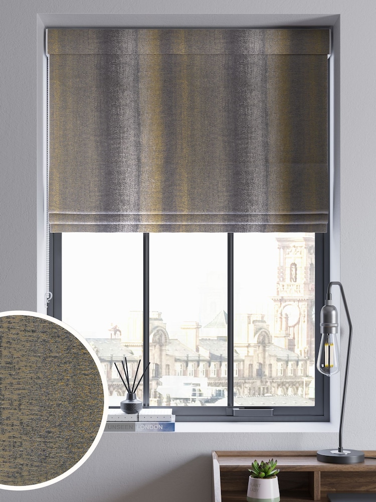 Gold Metallic Stripe Made To Measure Roman Blinds - Image 1 of 6