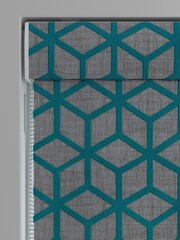 Teal Blue Flock Geo Made To Measure Roman Blinds - Image 3 of 6
