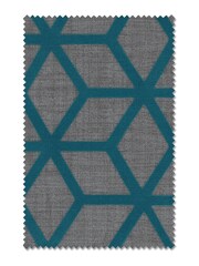 Teal Blue Flock Geo Made To Measure Roman Blinds - Image 6 of 6