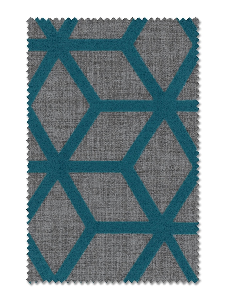 Teal Blue Flock Geo Made To Measure Roman Blinds - Image 6 of 6