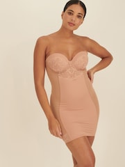 Caramel Nude Firm Tummy Control Cupped Lace Slip - Image 1 of 6