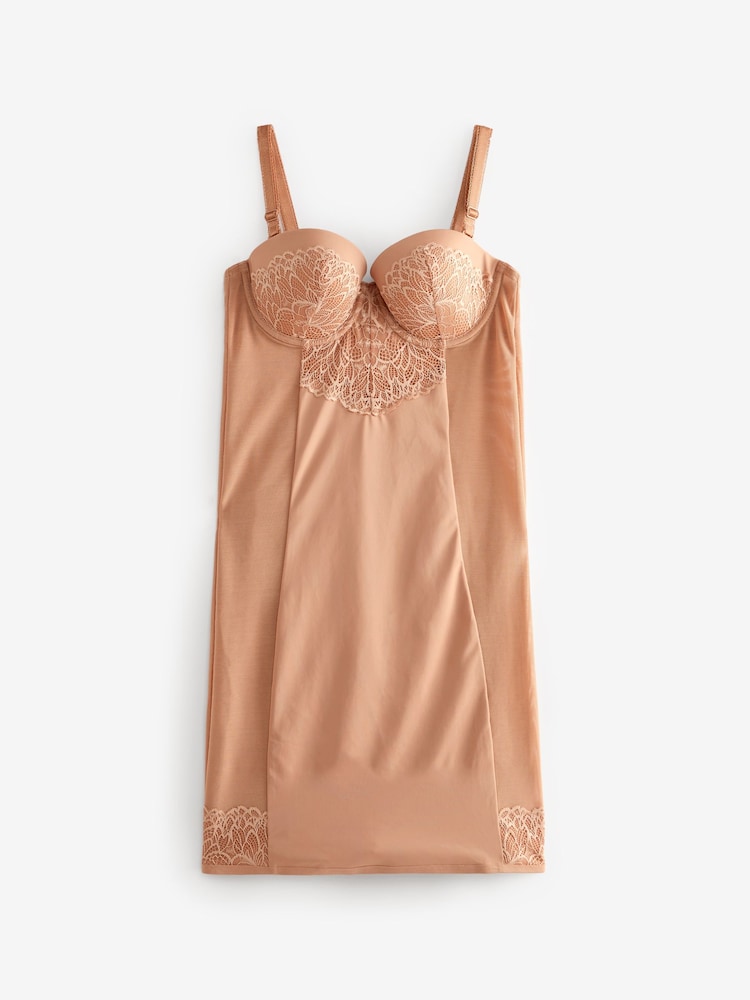 Caramel Nude Firm Tummy Control Cupped Lace Slip - Image 6 of 6 Caramel Nude Firm Tummy Control Cupped Lace Slip - Image 6 of 6