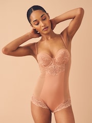 Caramel Nude Firm Tummy Control Cupped Lace Body - Image 1 of 5