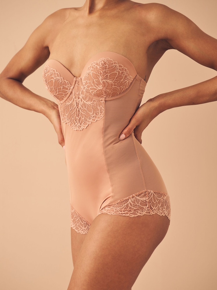 Caramel Nude Firm Tummy Control Cupped Lace Body - Image 4 of 5