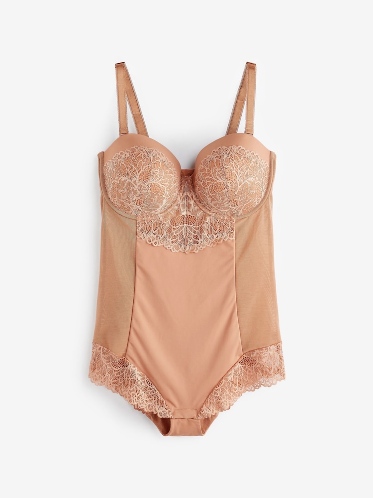 Caramel Nude Firm Tummy Control Cupped Lace Body - Image 5 of 5