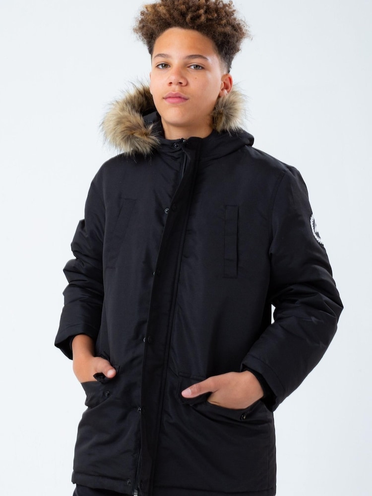 Hype Black Parka Coat - Image 1 of 5