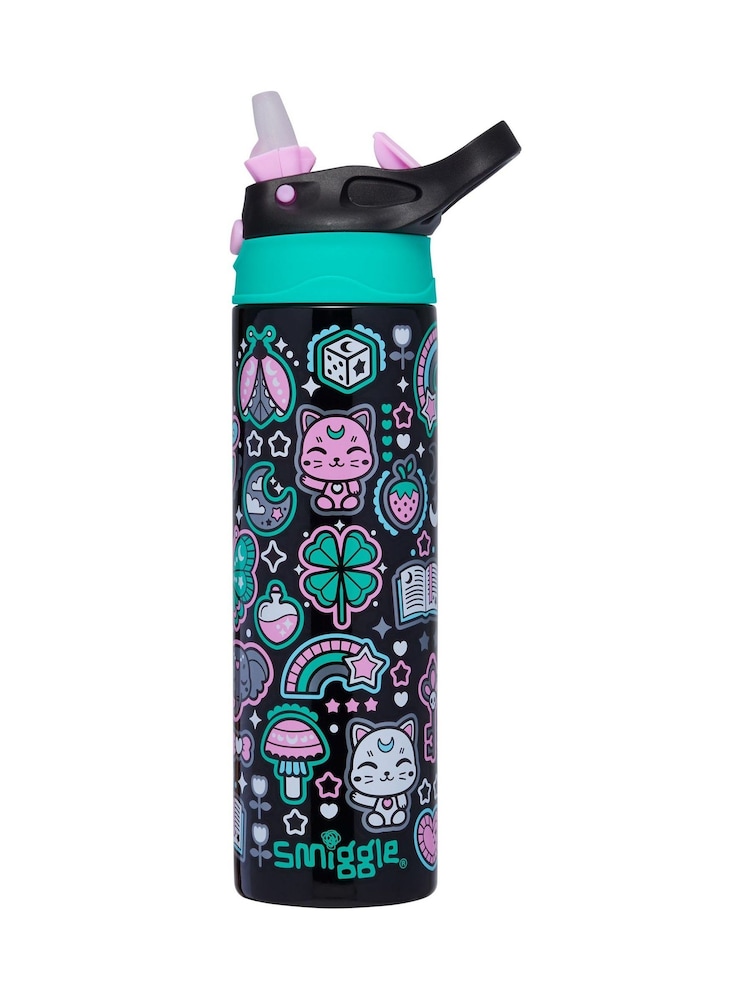 Smiggle Black Mix Aspire Insulated Stainless Steel Flip Drink Bottle 520Ml - Image 1 of 2