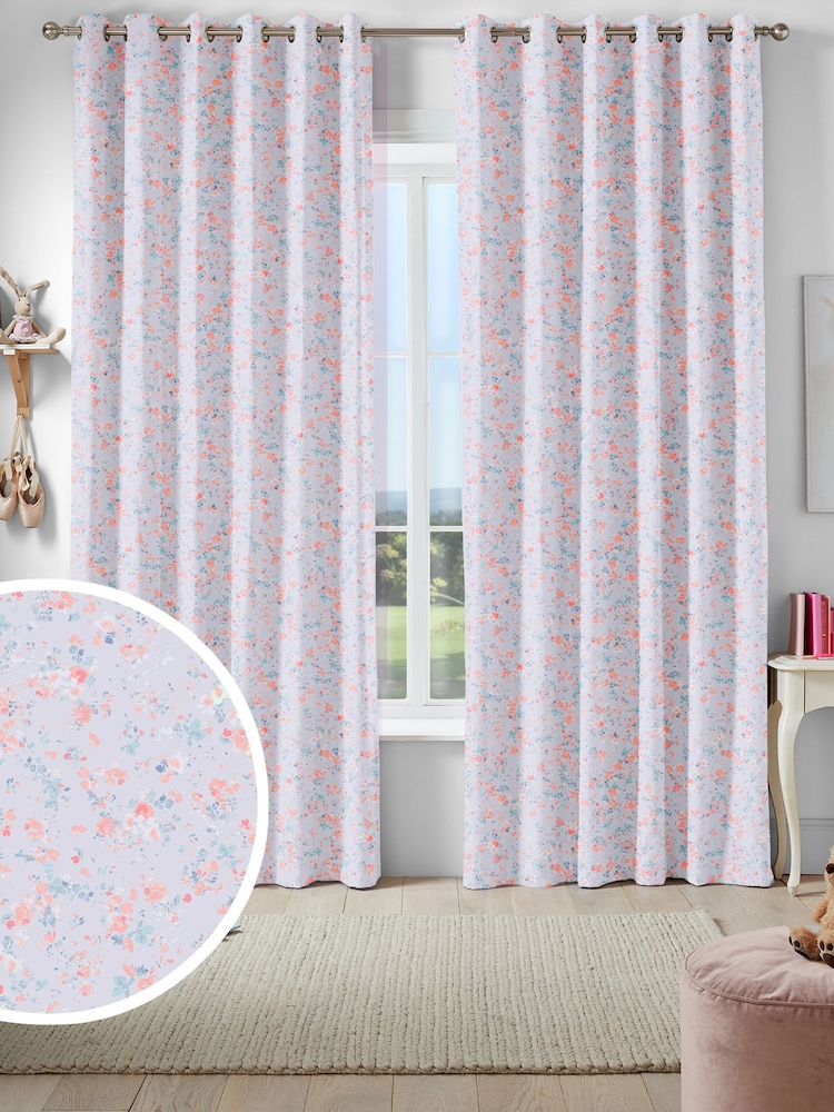 Laura Ashley Grey Blossom Made To Measure 100% Cotton Curtains - Image 2 of 9