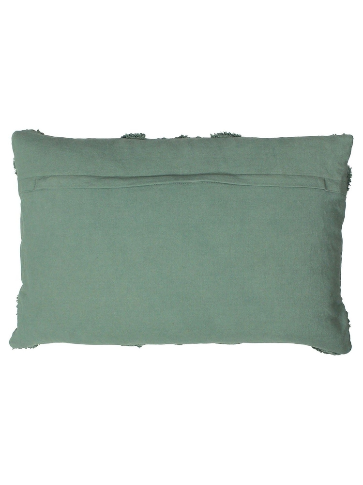 Furn Eucalyptus Green 100% Cotton Orson Tufted Polyester Filled Cushion - Image 2 of 4