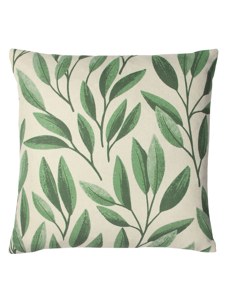 Riva Paoletti Forest Green Laurel Botanical Polyester Filled Cushion - Image 1 of 4