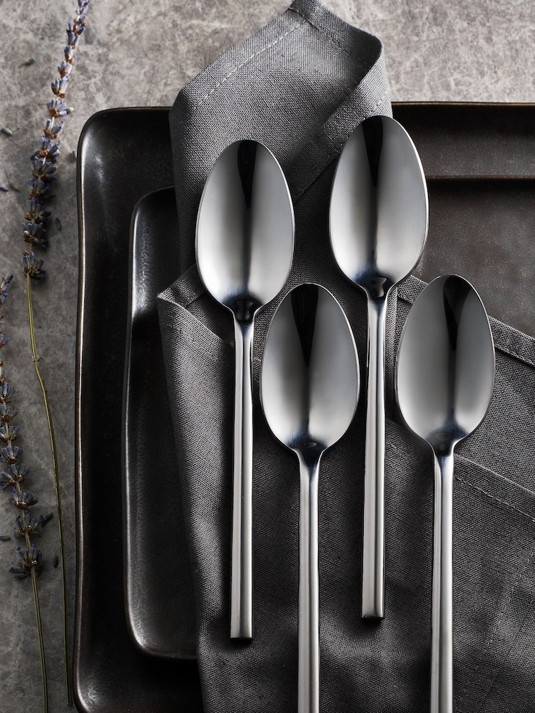 Silver 4 Piece Dessert Spoon Hampton Stainless Steel Latte Set - Image 1 of 2