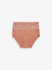 Neutral/Tan High Waist Lace Tummy Control Light Shaping Knickers 2 Pack - Image 3 of 3