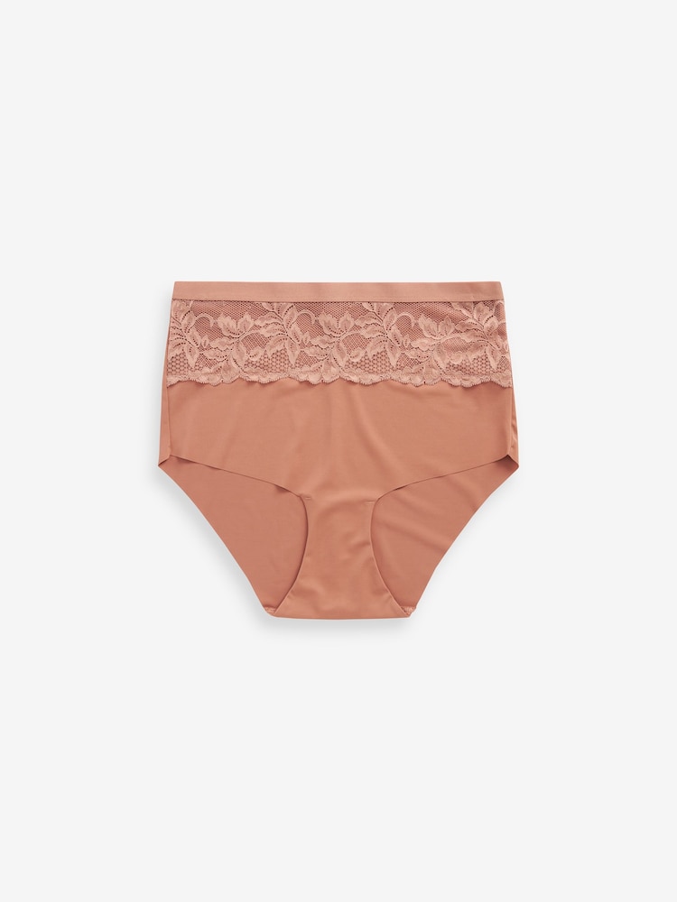 Neutral/Tan High Waist Lace Tummy Control Light Shaping Knickers 2 Pack - Image 3 of 3