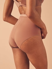 Neutral/Tan High Waist Lace Tummy Control Light Shaping Knickers 2 Pack - Image 4 of 8