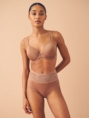 Neutral/Tan High Waist Lace Tummy Control Light Shaping Knickers 2 Pack - Image 6 of 8
