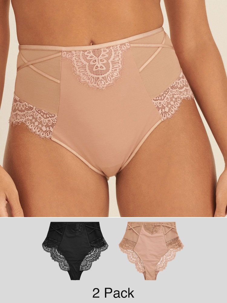 Preto/Nu - Pacote 2 de calcinhas de renda Tummy Control - Imagem 1 de 7