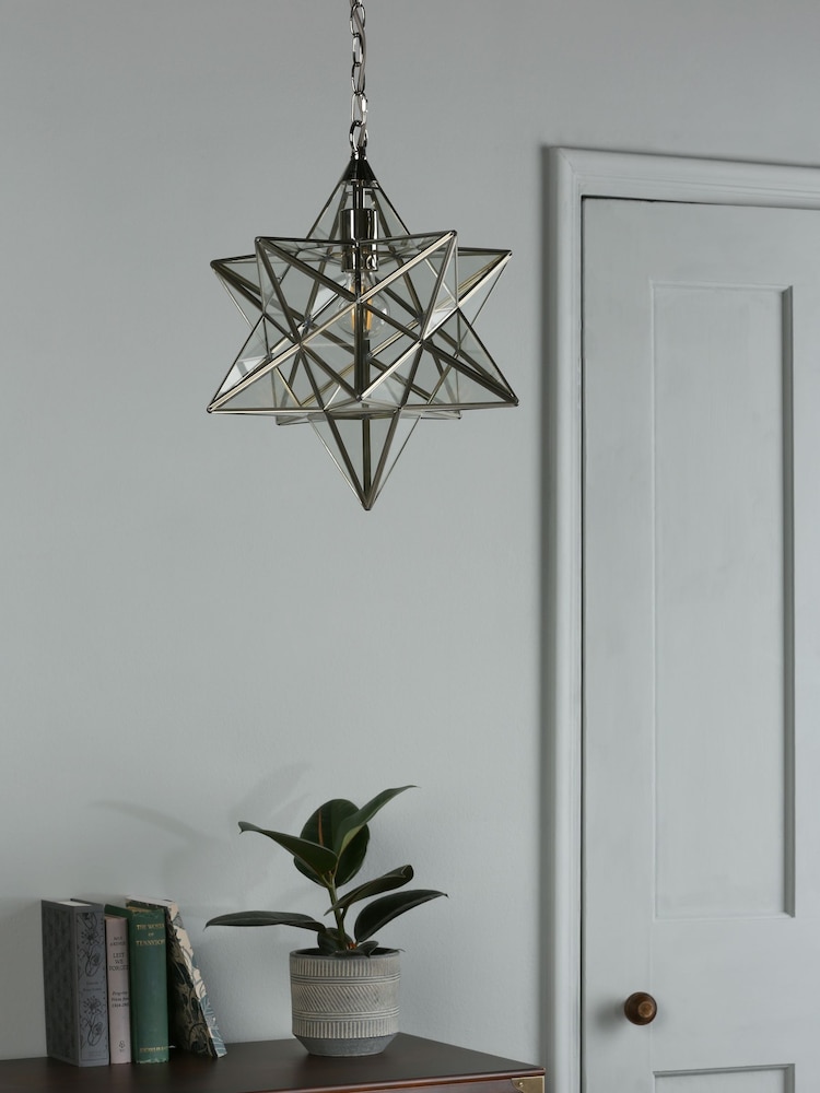 Laura Ashley Silver Star Pendant Large Ceiling Light - Image 2 of 4