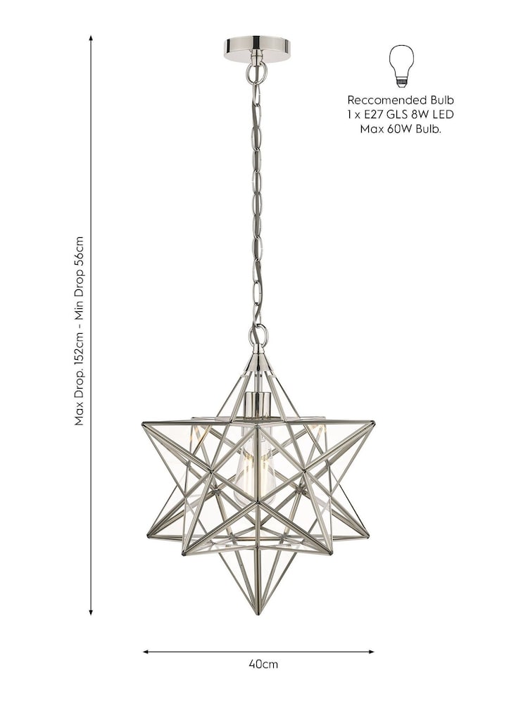 Laura Ashley Silver Star Pendant Large Ceiling Light - Image 4 of 4