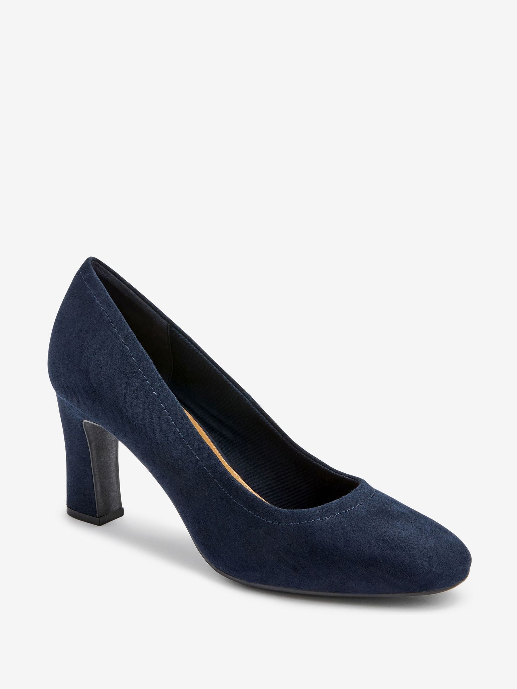 Buy Navy Blue Standard Wide Fit Forever Comfort Round Toe Block Heel Court Shoes from Next USA