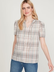 M&Co Blue Check Print Blouse - Image 3 of 5