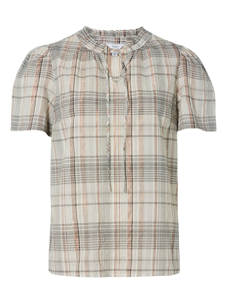 M&Co Blue Check Print Blouse - Image 5 of 5