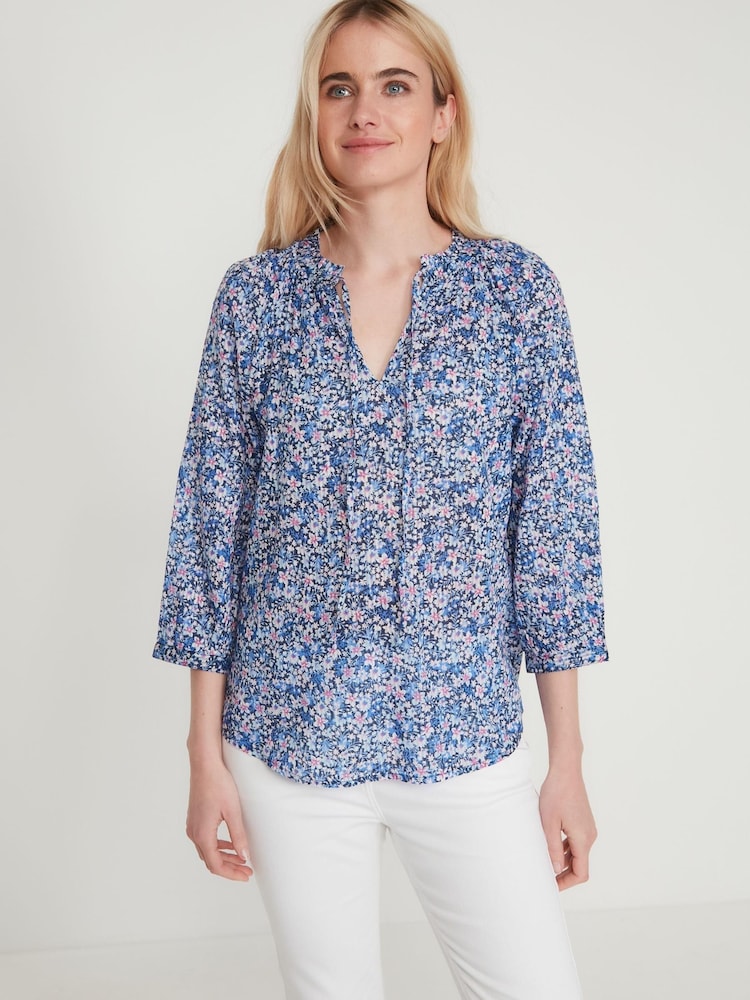 M&co Geblümte Bluse, Blau - Bild 1 von 6