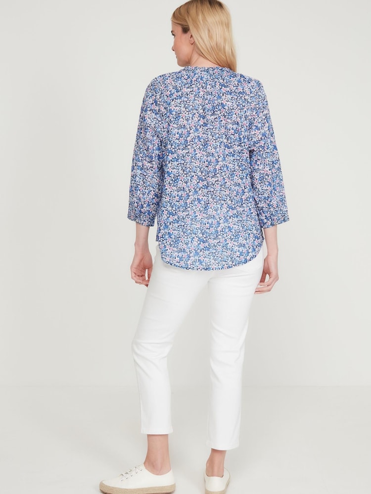 M&co Geblümte Bluse, Blau - Bild 2 von 6