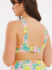 Figleaves Green Retro Miami Soft High Apex Plunge Bikini Top - Image 2 of 4