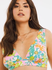 Figleaves Green Retro Miami Soft High Apex Plunge Bikini Top - Image 4 of 4