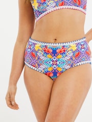 Figleaves Blue Floral Print Frida High Waist Briefs - Image 4 of 4
