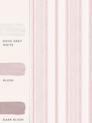 Laura Ashley Blush Pink Heacham Stripe 10M Wallpaper - Image 4 of 4