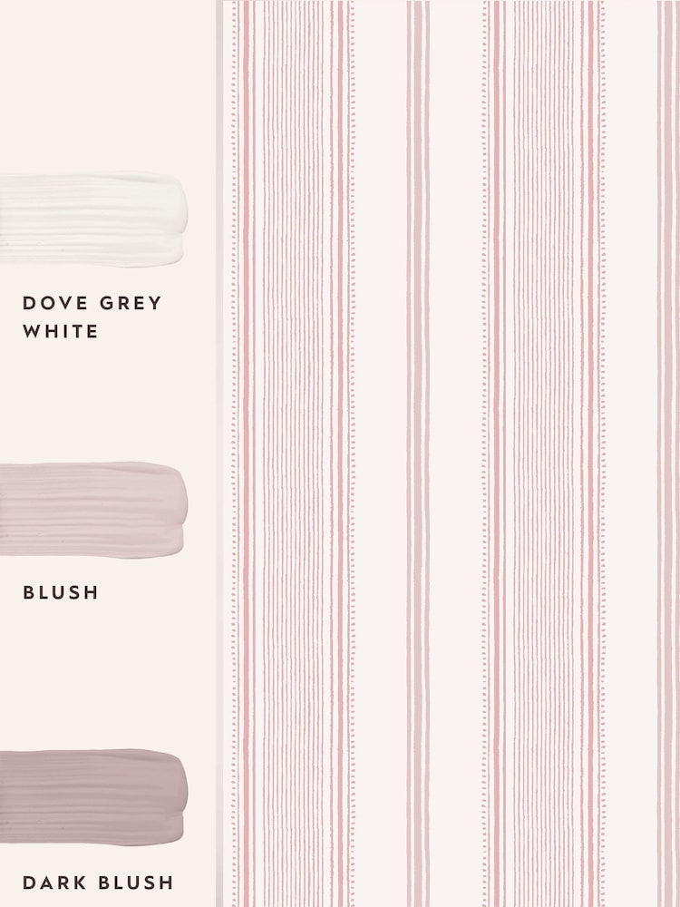 Laura Ashley Blush Pink Heacham Stripe 10M Wallpaper - Image 4 of 4