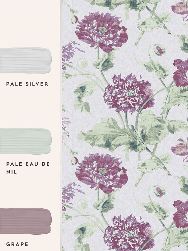 Laura Ashley Grape Purple Hepworth 10M Wallpaper - Image 4 of 4