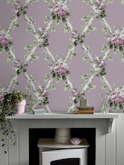 Laura Ashley Grape Purple Elwyn 10M Wallpaper - Image 1 of 4