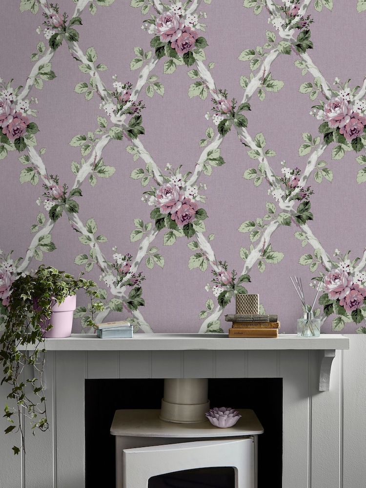 Laura Ashley Grape Purple Elwyn 10M Wallpaper - Image 1 of 4
