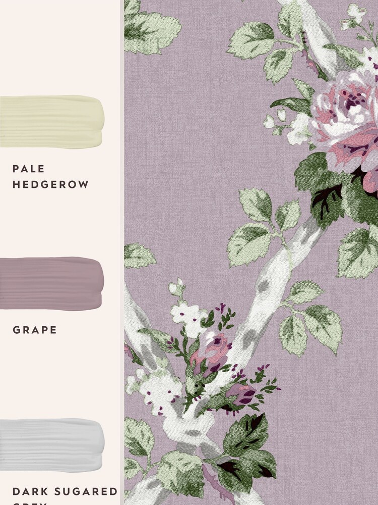 Laura Ashley Grape Purple Elwyn 10M Wallpaper - Image 4 of 4