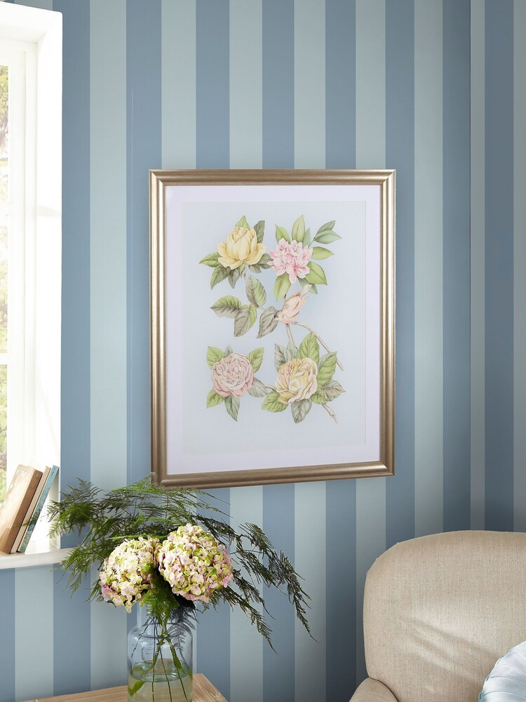 Laura Ashley Blue Lille Matt Stripe 10M Wallpaper - Image 1 of 4 Laura Ashley Blue Lille Matt Stripe 10M Wallpaper - Image 1 of 4