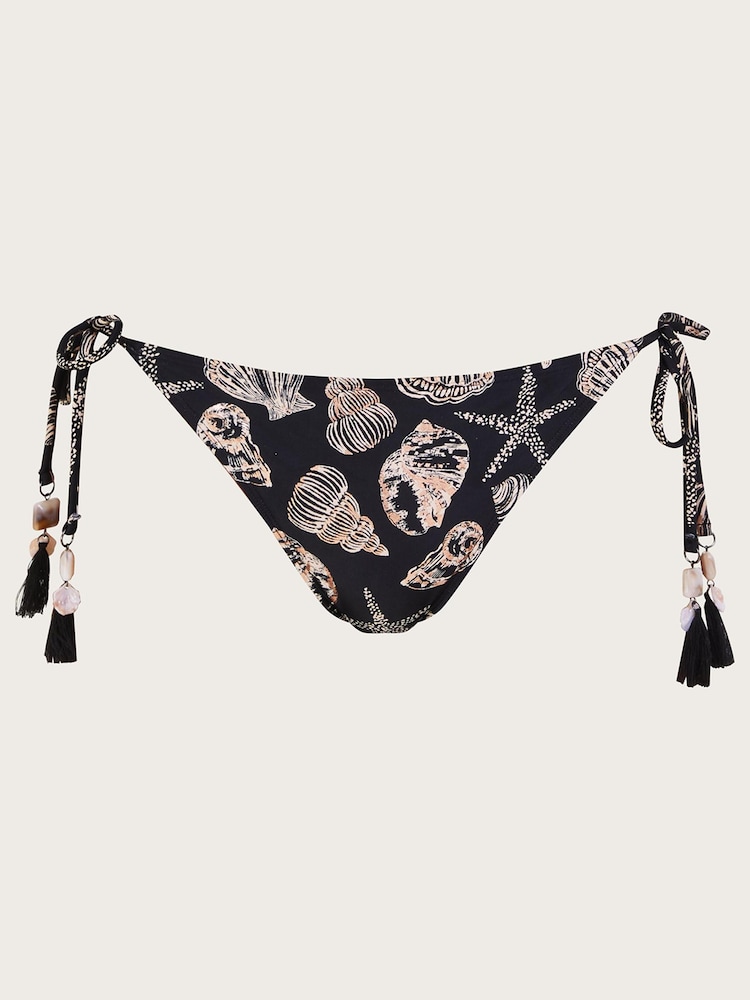 Monsoon Shell Print Foil Black Bikini Bottoms with Recycled Polyester - Image 4 of 4