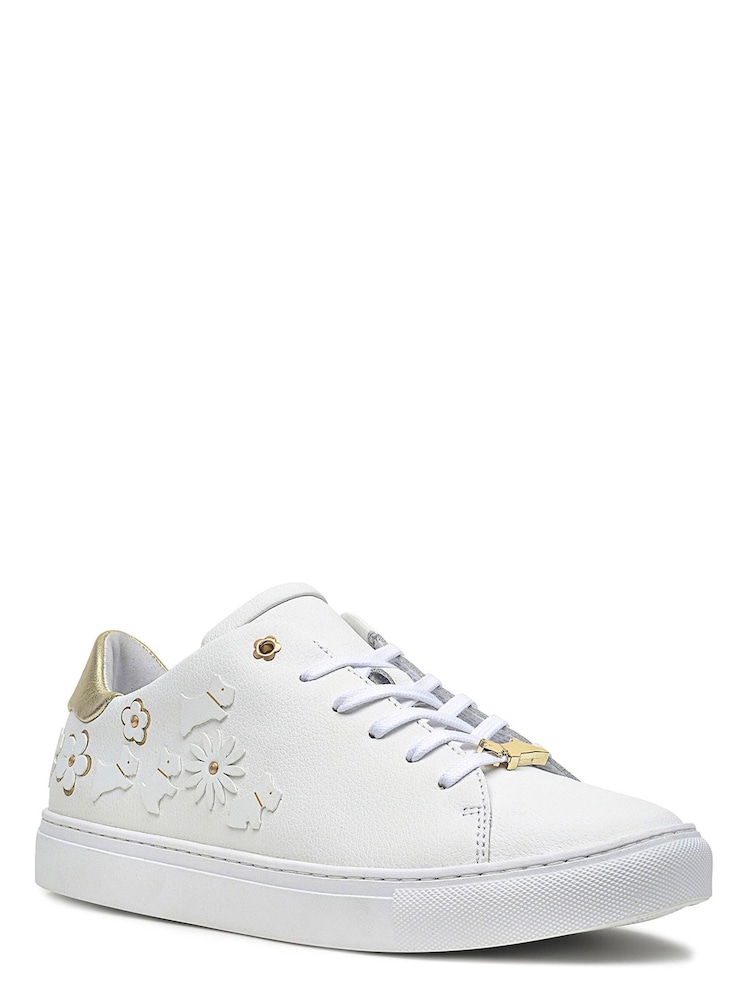 Radley London White Malton Dog Flower Applique Trainer - Image 2 of 5