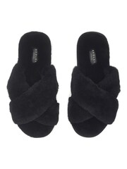 Radley Cream London Cuba Street Shearling Cross-over Mule Slippers - Image 4 of 5