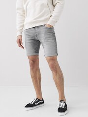 Grey Mid Wash Skinny Fit Denim Shorts - Image 1 of 6