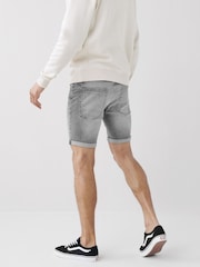 Grey Mid Wash Skinny Fit Denim Shorts - Image 2 of 6