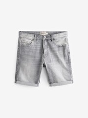 Grey Mid Wash Skinny Fit Denim Shorts - Image 5 of 6
