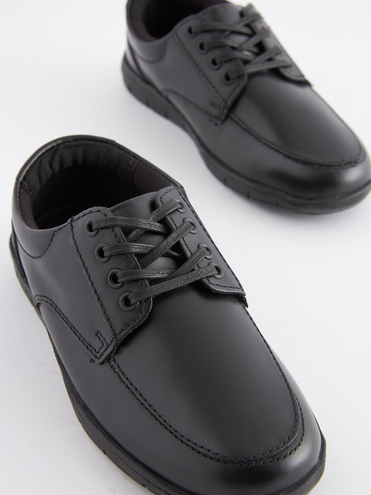 Black Standard Fit (F) School Leather Lace-Up Shoes - Image 3 of 5