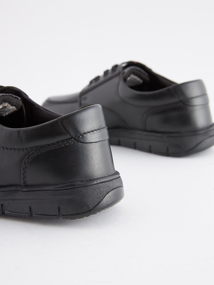 Black Standard Fit (F) School Leather Lace-Up Shoes - Image 4 of 5